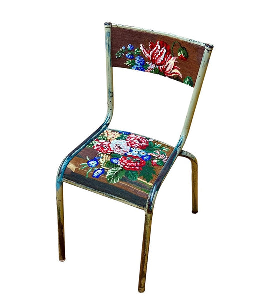 Café Chair "Blooms" with Vintage Tapestry Covering