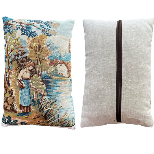 "Forager" Vintage Tapestry and Linen Cushion