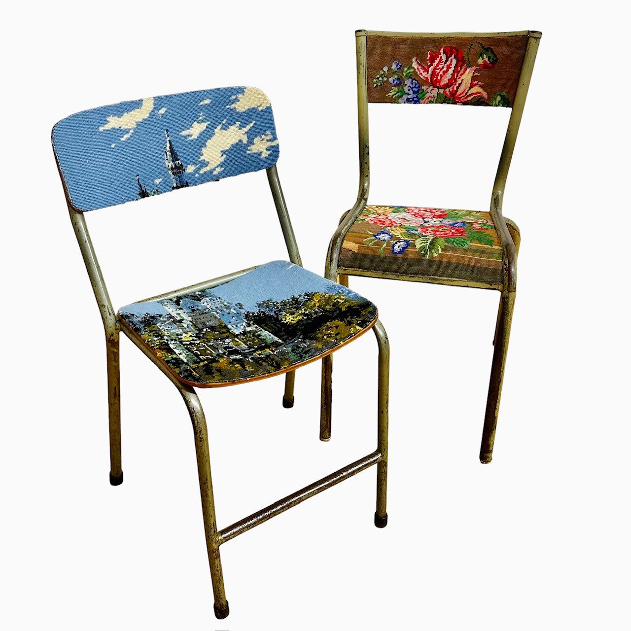 Café Chair "Castle" with Vintage Tapestry Covering